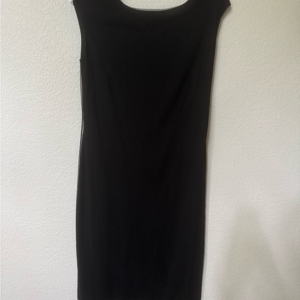 Max Studio Black Sheath Midi Dress Bateau Neckline